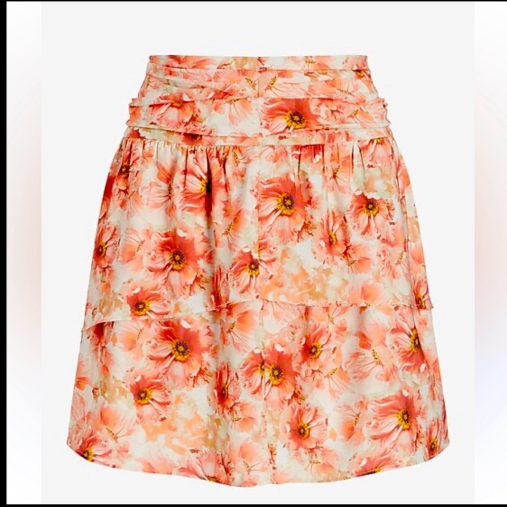 Express Orange Pleated Bubble Mini Skirt for Casual Wear
